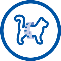Weniger Kalorien – Blaues Katzensymbol