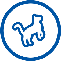 Weniger Kalorien – Blaues Katzensymbol