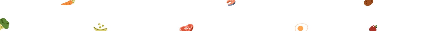 Natürliche Zutaten für Tiernahrung verstreut auf einem weißen Hintergrund